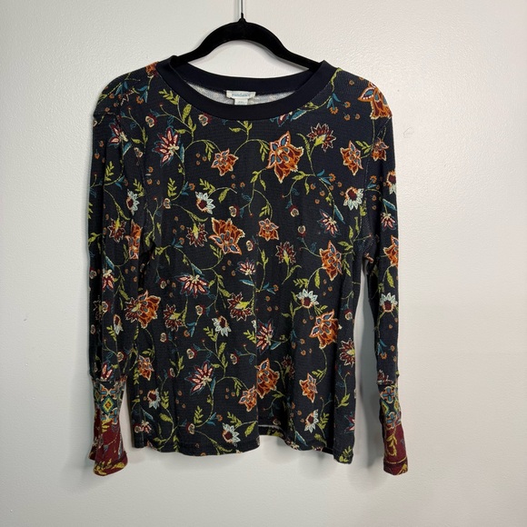 Sundance Clara Floral Thermal Shirt Top Size Petite XL Extra Large PXL XLP - Picture 2 of 5